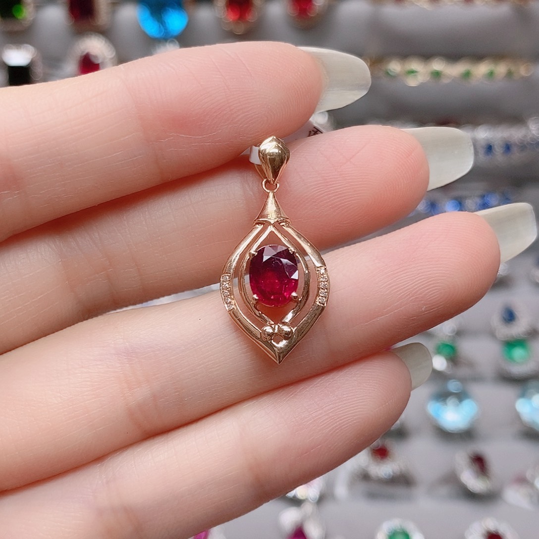 碧玺吊坠(不含链)18K金镶嵌