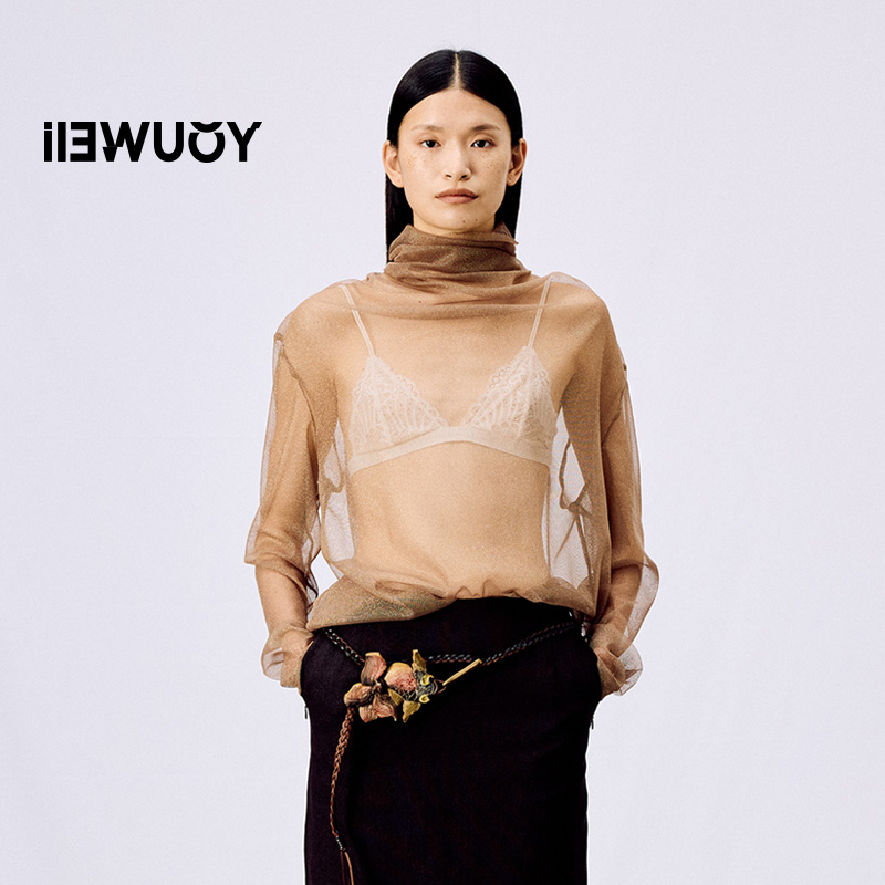 有尾YOUWEI 金葱网纱仪式感高领打底衫 Y1225108