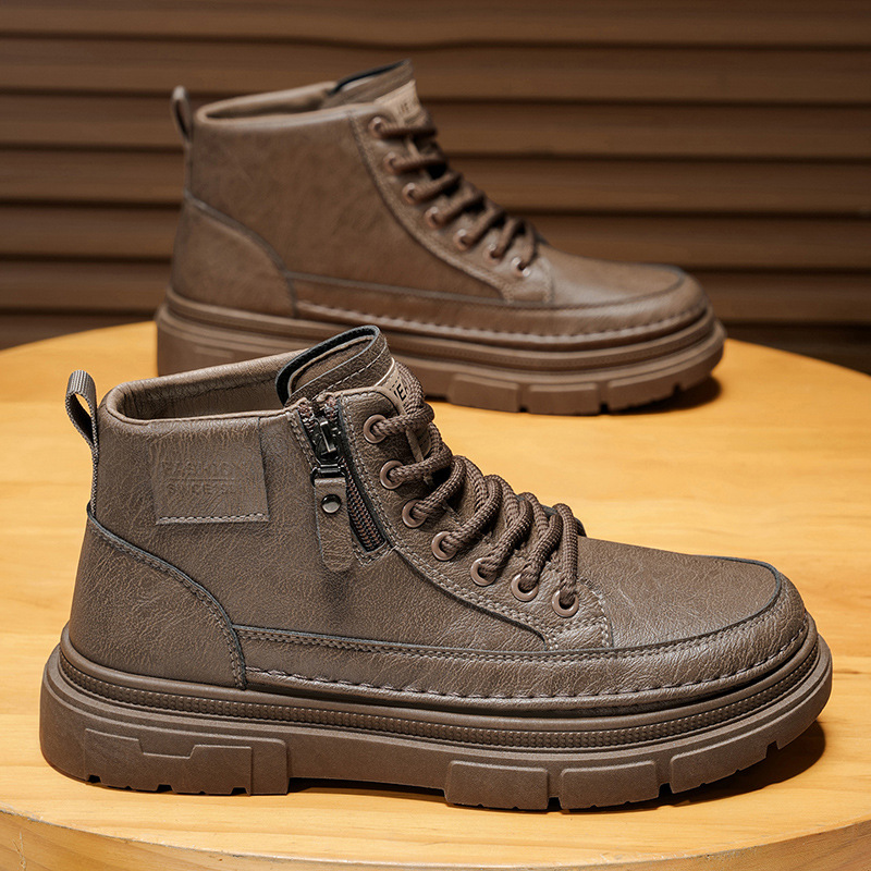 高帮马丁靴男鞋秋季新款工地干活劳保皮鞋防滑耐E035