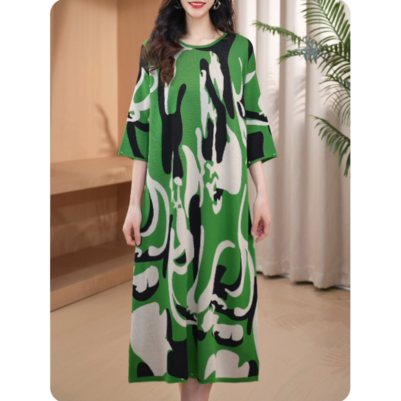 [ZL13]绿雅新品女士宽松连衣裙中长款休闲气质女装2L11255370