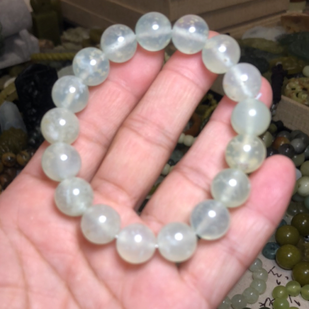 纯天然天青冻蓝冰暴风雪手串