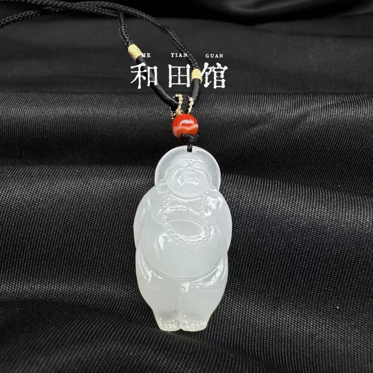 （和田馆）和田玉白逍遥玉佛公吊坠DZ14单珠30X16mm