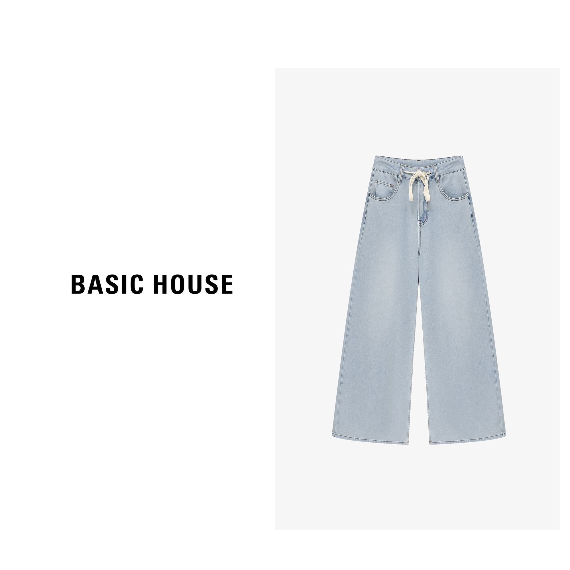 Basic House/百家好时尚百搭休闲女士宽松牛仔裤B0625H5B992