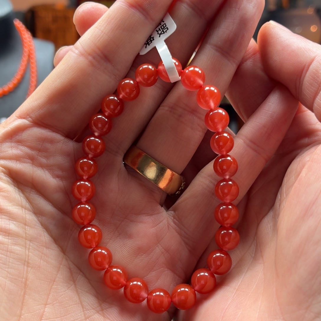 南红玛瑙未镶嵌手串原矿保山杨柳水红手串卡7+
