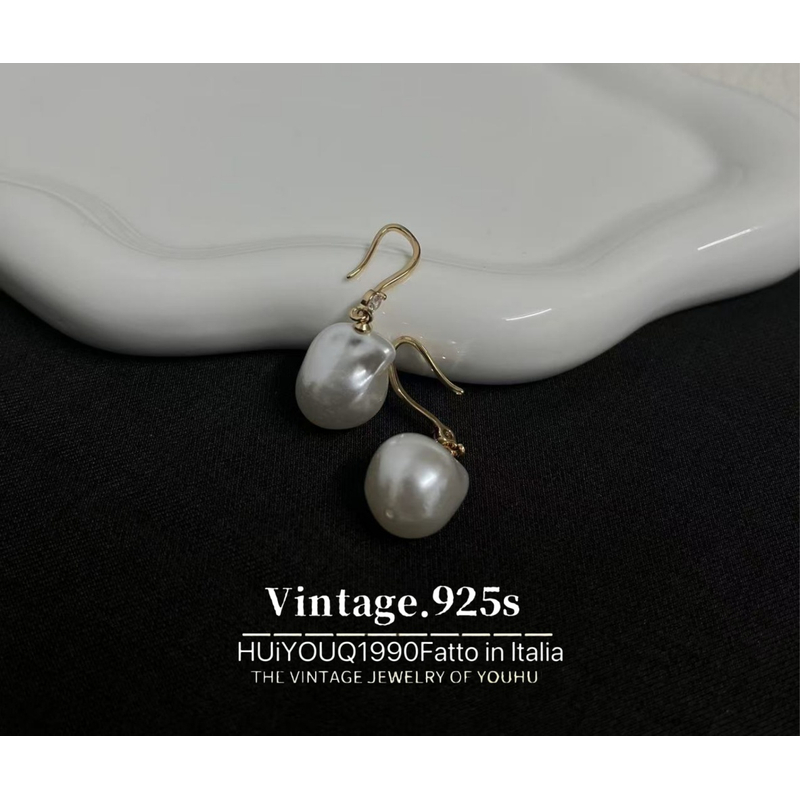 铜合金树脂耳饰 2027法式宫廷风耳钩款耳坠