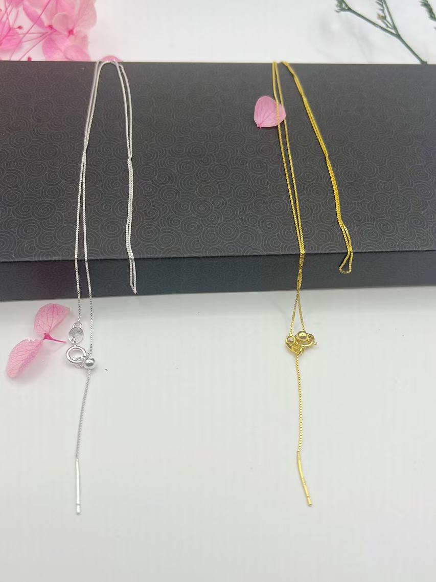 链子925银 阿乐专属-S925银万能针纯银项链女细链自由调节锁骨链