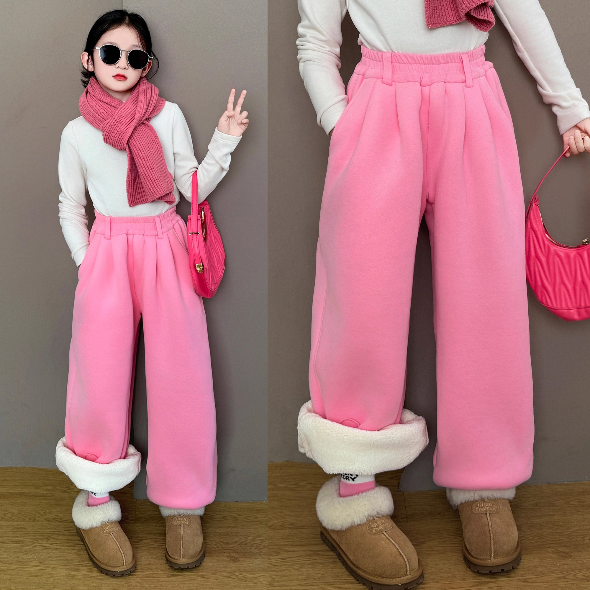 女童2025新款儿童秋冬季休闲打底衫韩版羊驼绒休闲裤套装时尚潮