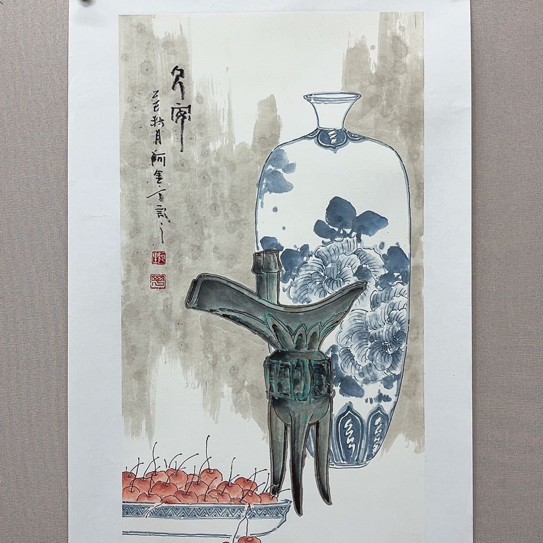 国画艺术家真人手绘