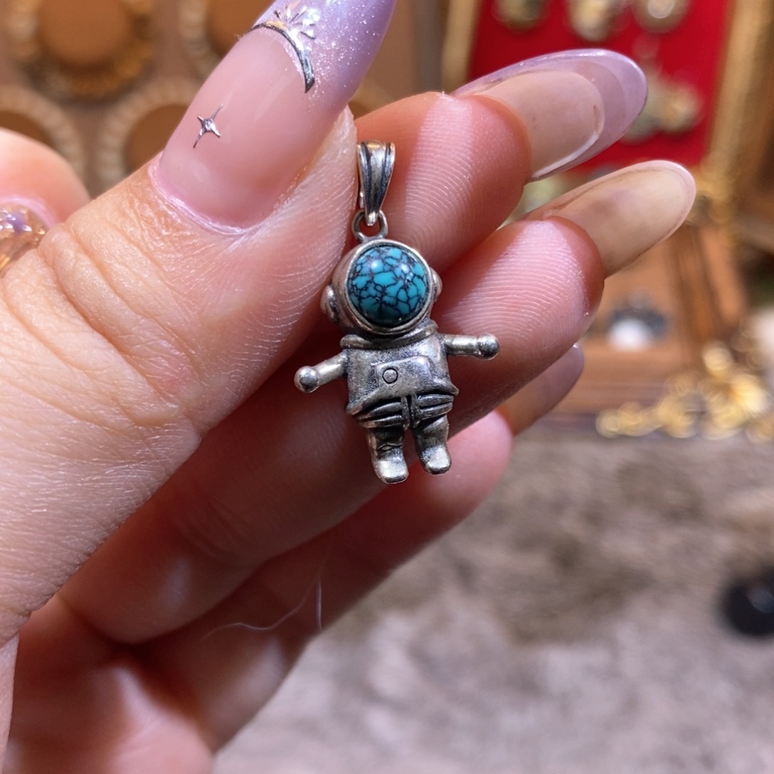 绿松石颈饰银S925镶嵌吊坠