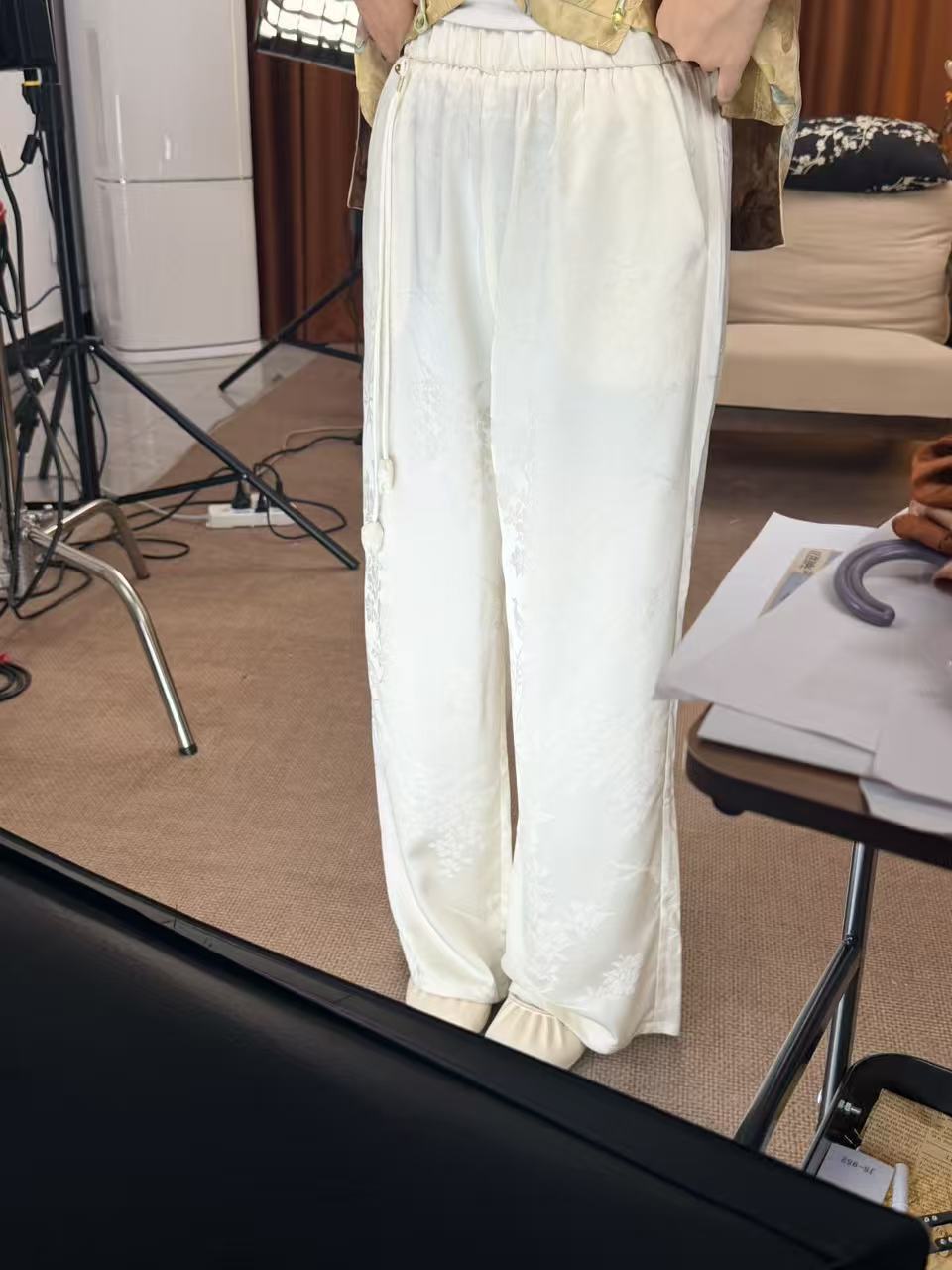 女透气提花国风休闲裤长裤四季通用新中式牛仔裤休闲