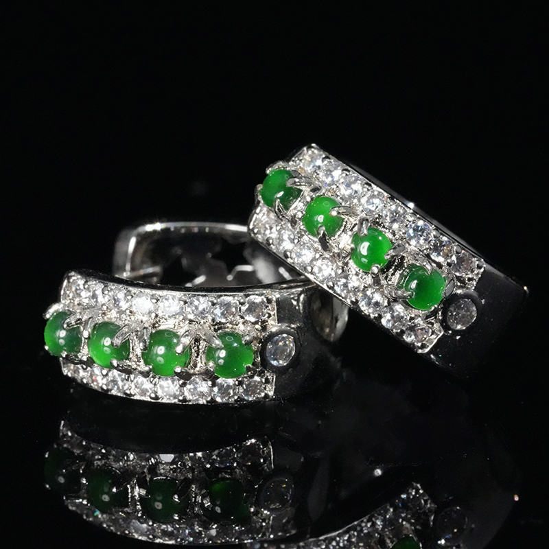 【小胖翡翠】天然翡翠蛋面耳坠A货绿色轻奢精致百搭自用款-多样性发