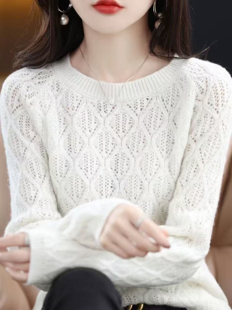 5023 初秋上衣爆款热门针织毛衣秋装女2024圆领