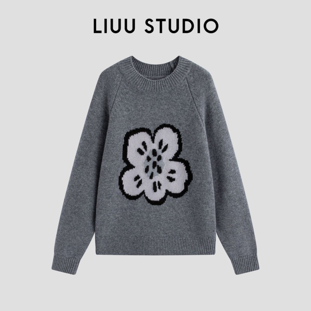 【LIUU】秋冬的一抹心动 | 灰色海棠花毛衣