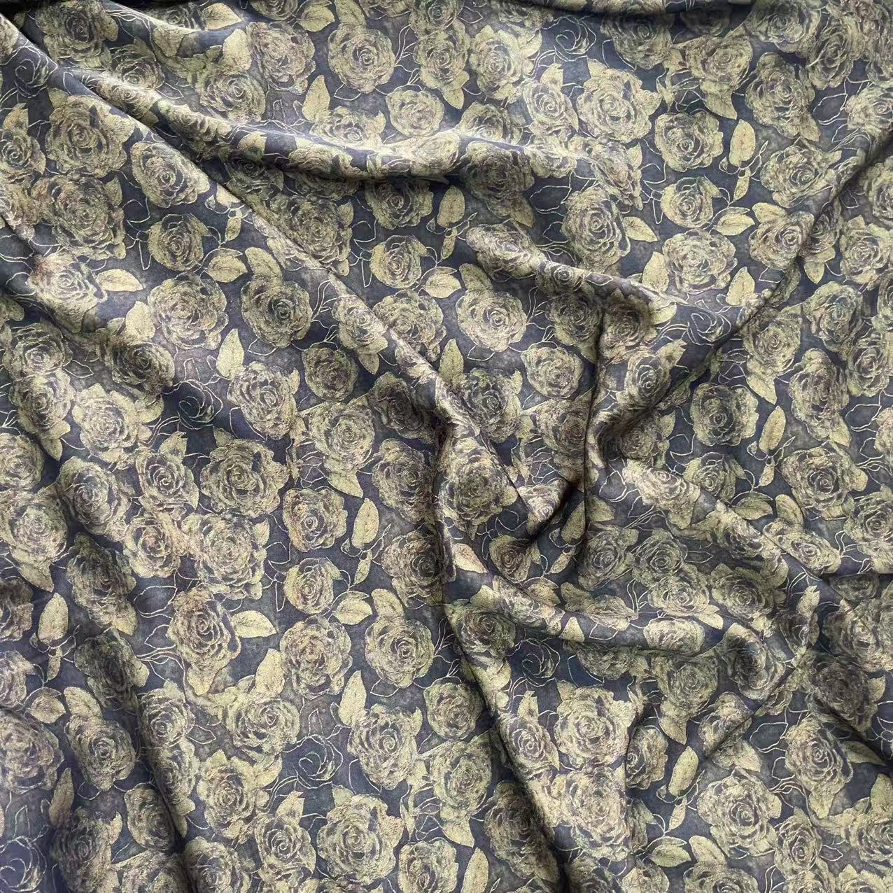 【绒兰】不透底有糯感！染底贡缎香云纱工艺布料40号金色玫瑰