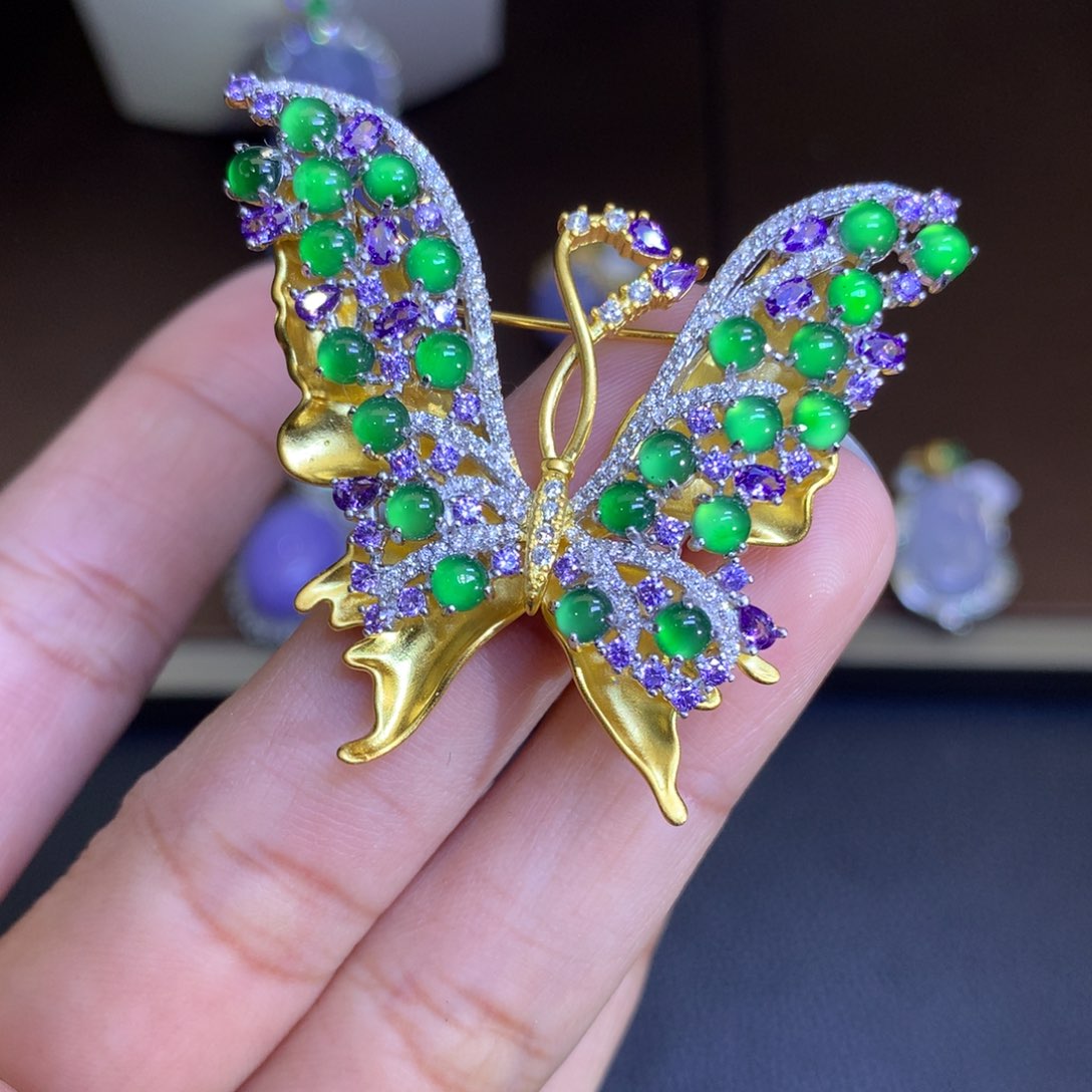 翡翠戒指银S925镶嵌翡翠