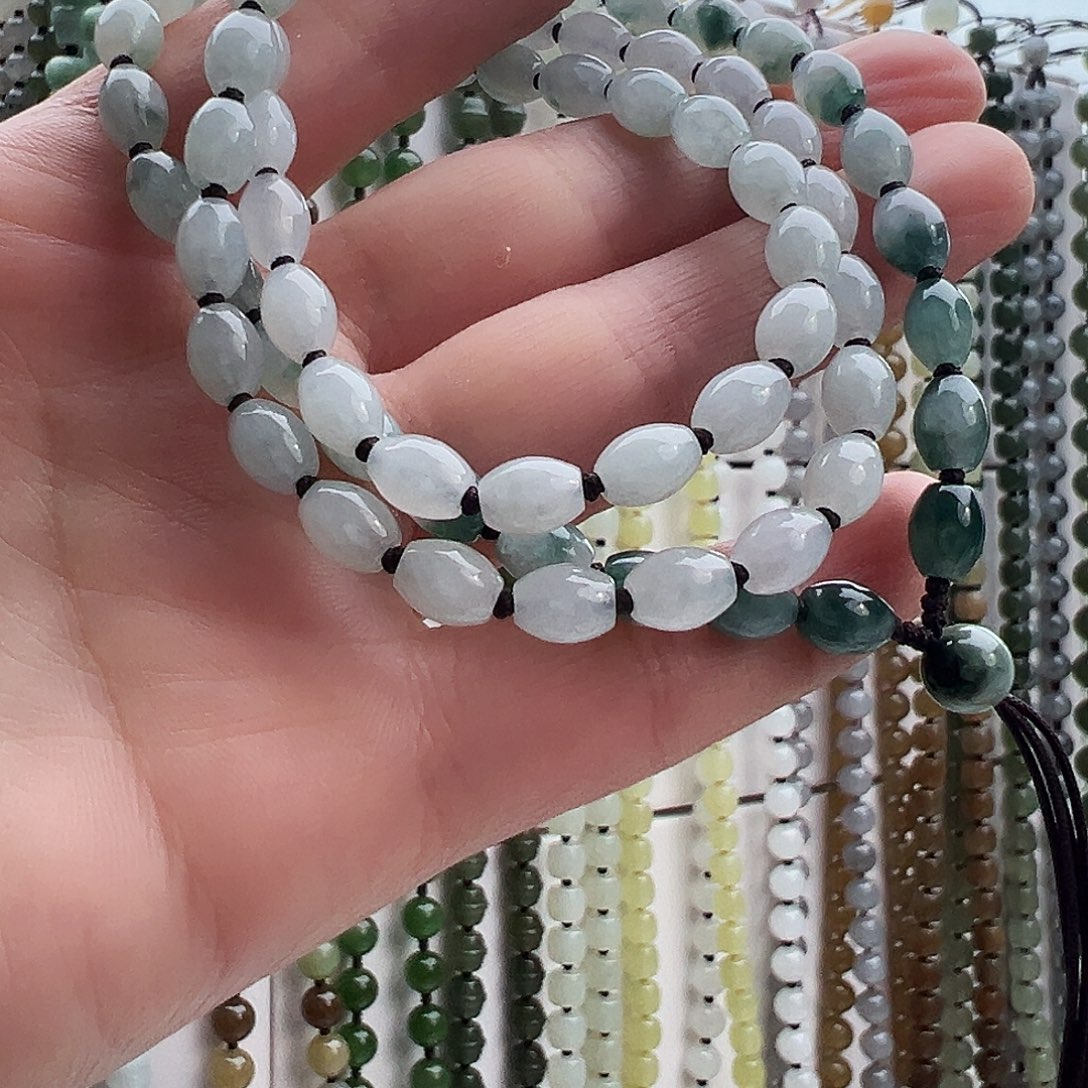 追***）翡翠未镶嵌颈饰加长70