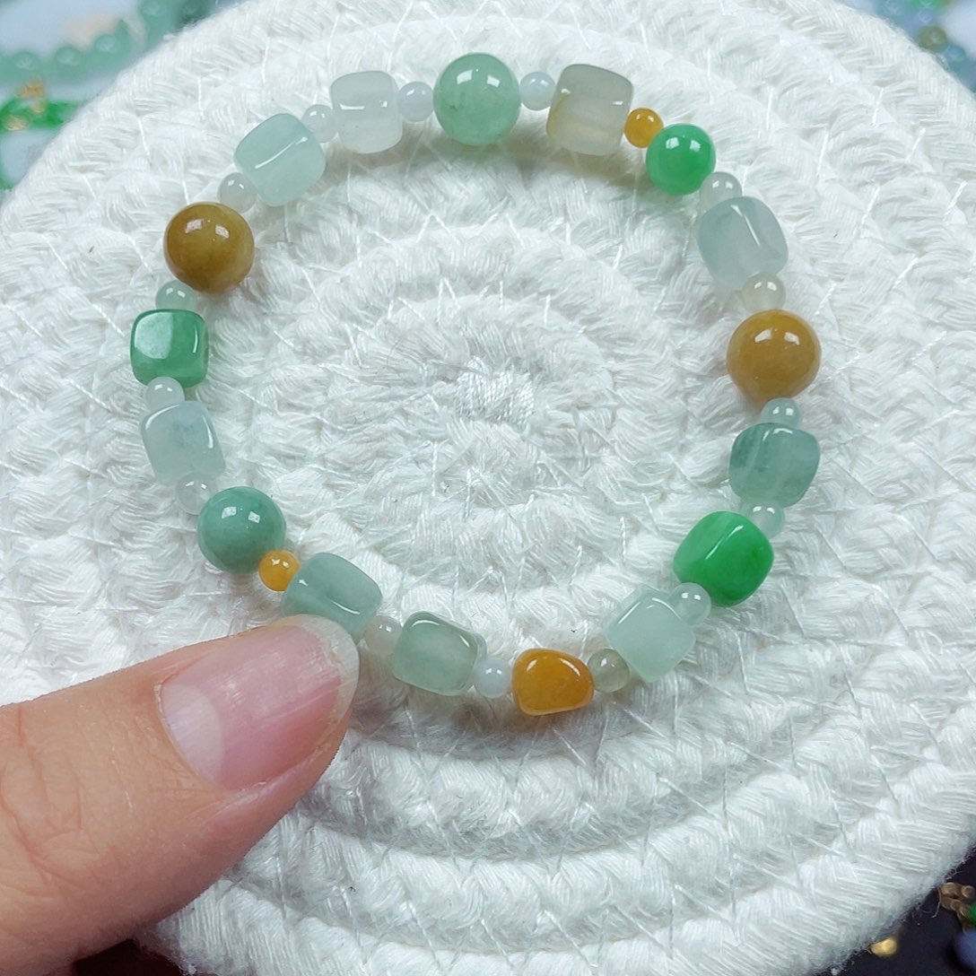 翡翠未镶嵌手链天然缅甸翡翠A货卡6