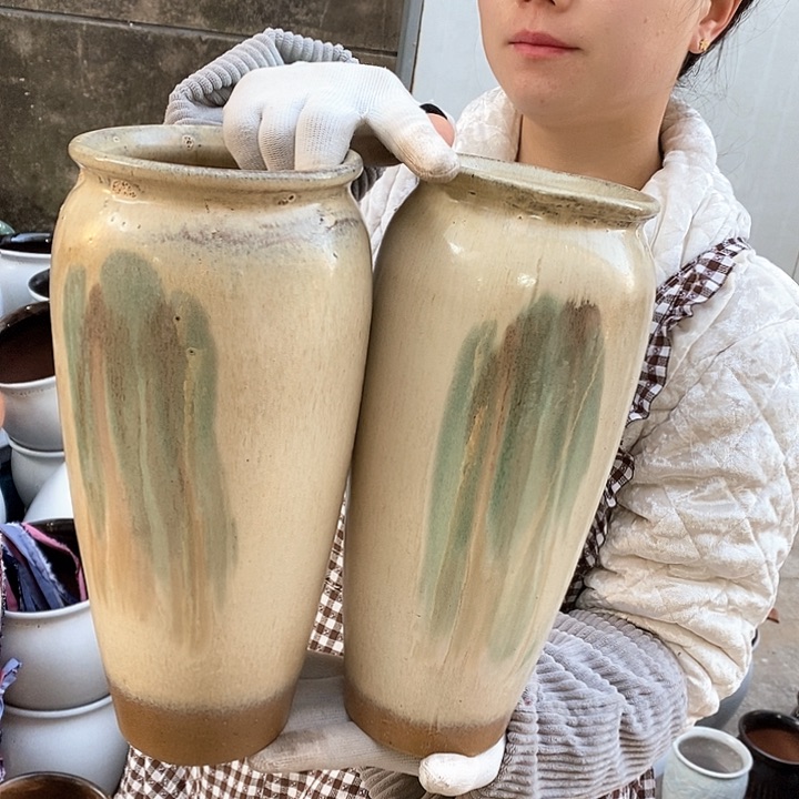 紫砂花盆瑕疵口12高31