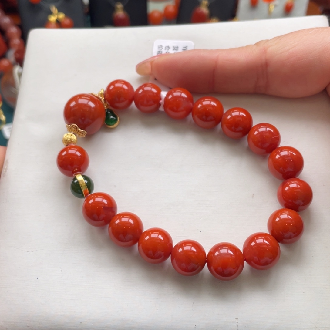 南红玛瑙银S925镶嵌川料南红满意dly单圈11+mm