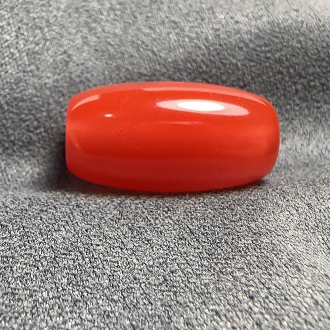 南红玛瑙11.8桶珠18K金镶嵌