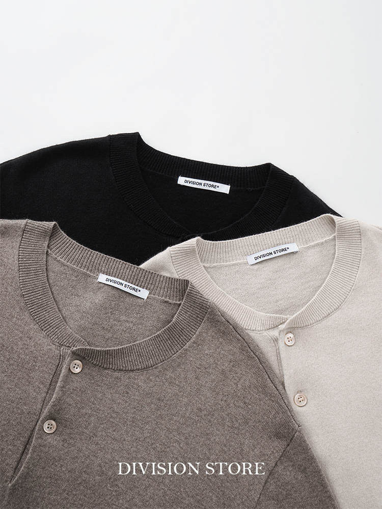 DivisionStore* UPW/诺维尔系列 可机洗羊绒棉混纺亨利领针织衫