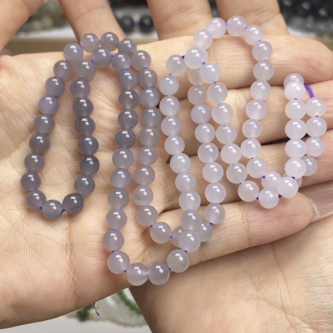 和田玉烟紫渐变链子女款百搭