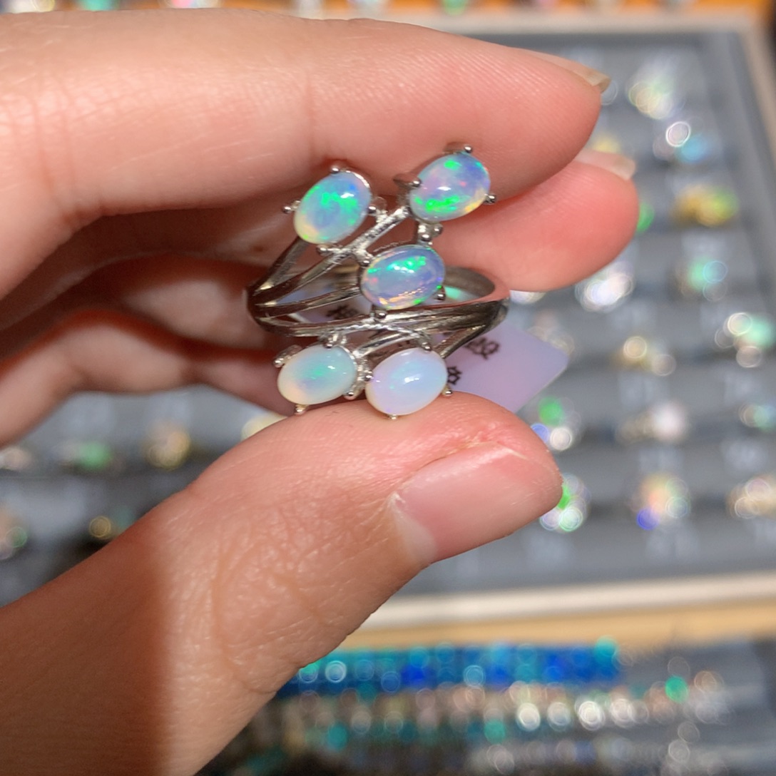 银S925镶嵌欧泊欧泊戒指y