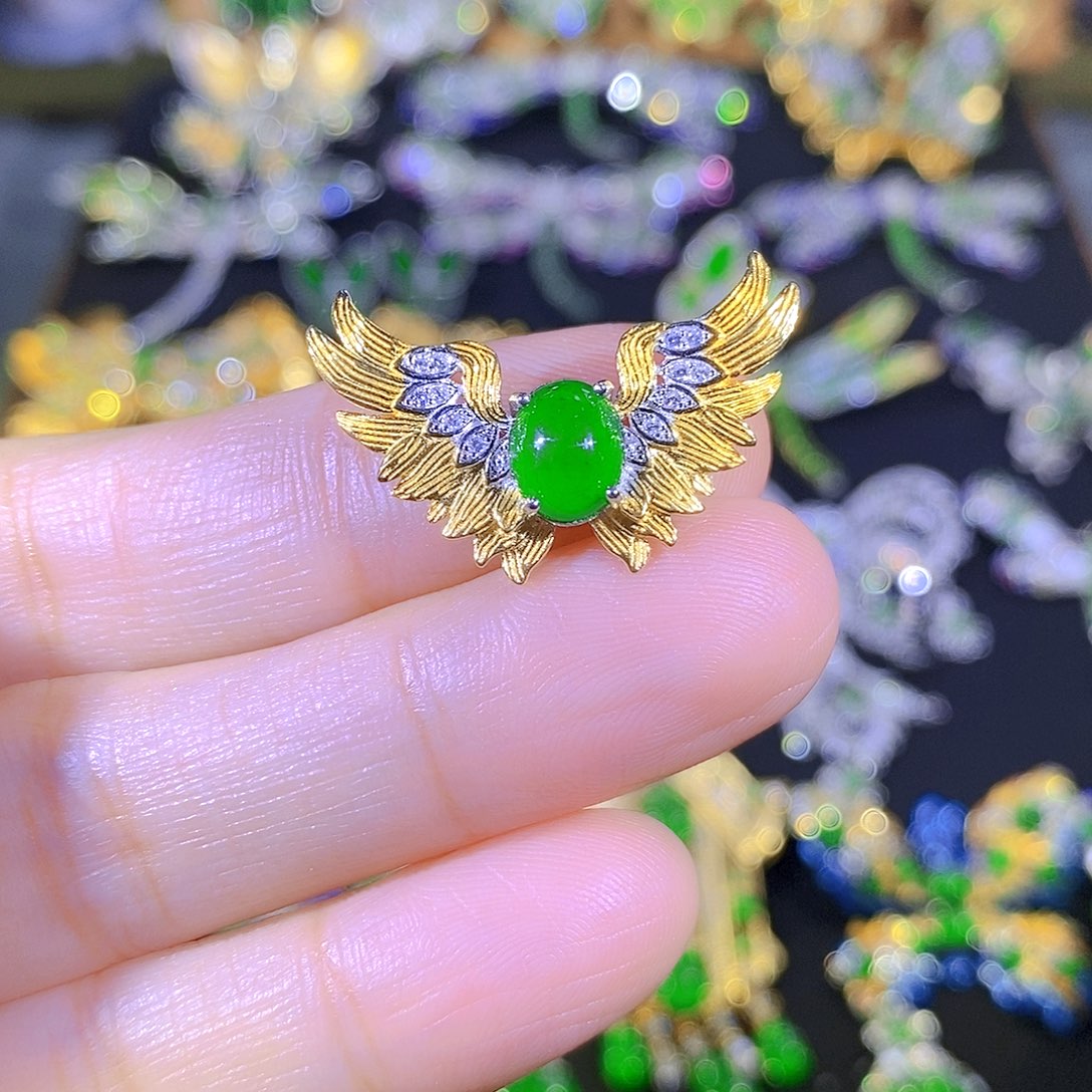 吊坠(不含链)银S925镶嵌翡翠