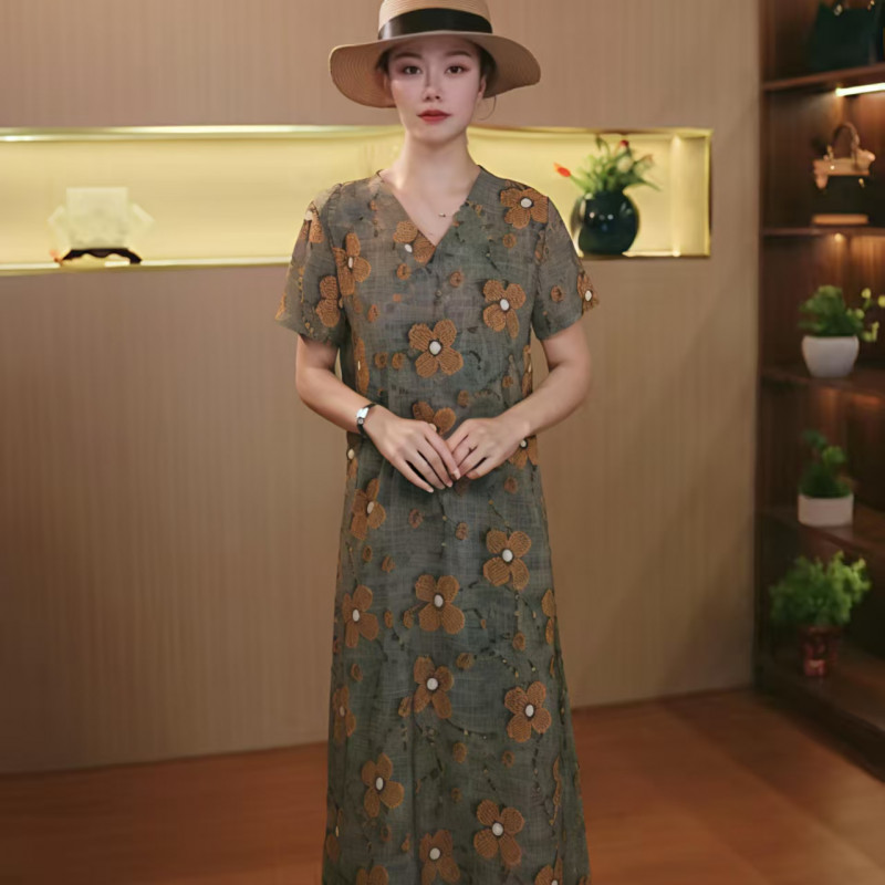 10321-夏季新款高级连显瘦裙子气质中老年连衣裙妈妈装【依】