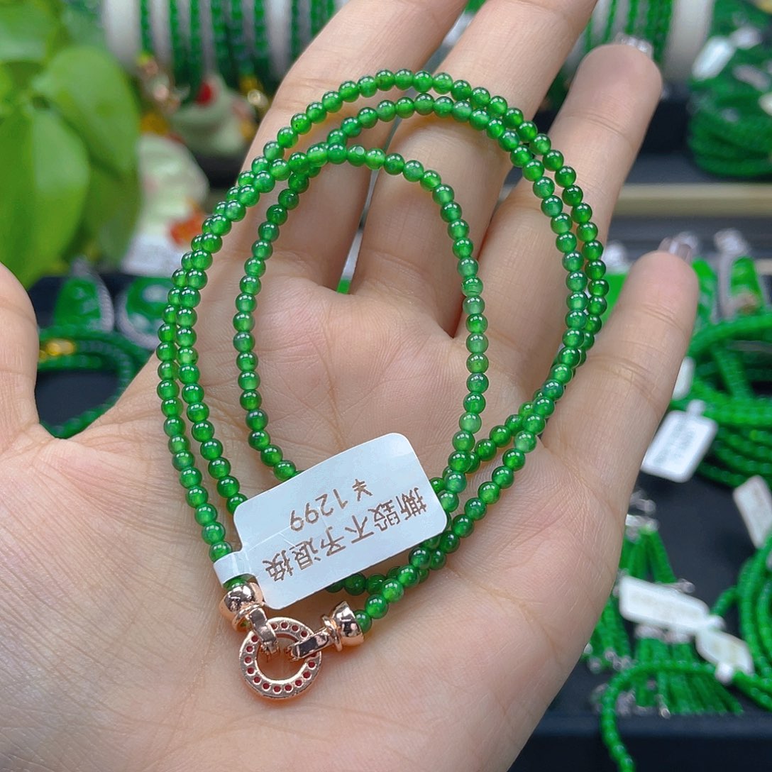 翡翠颈饰未镶嵌阳**路天然A货翡翠项链3