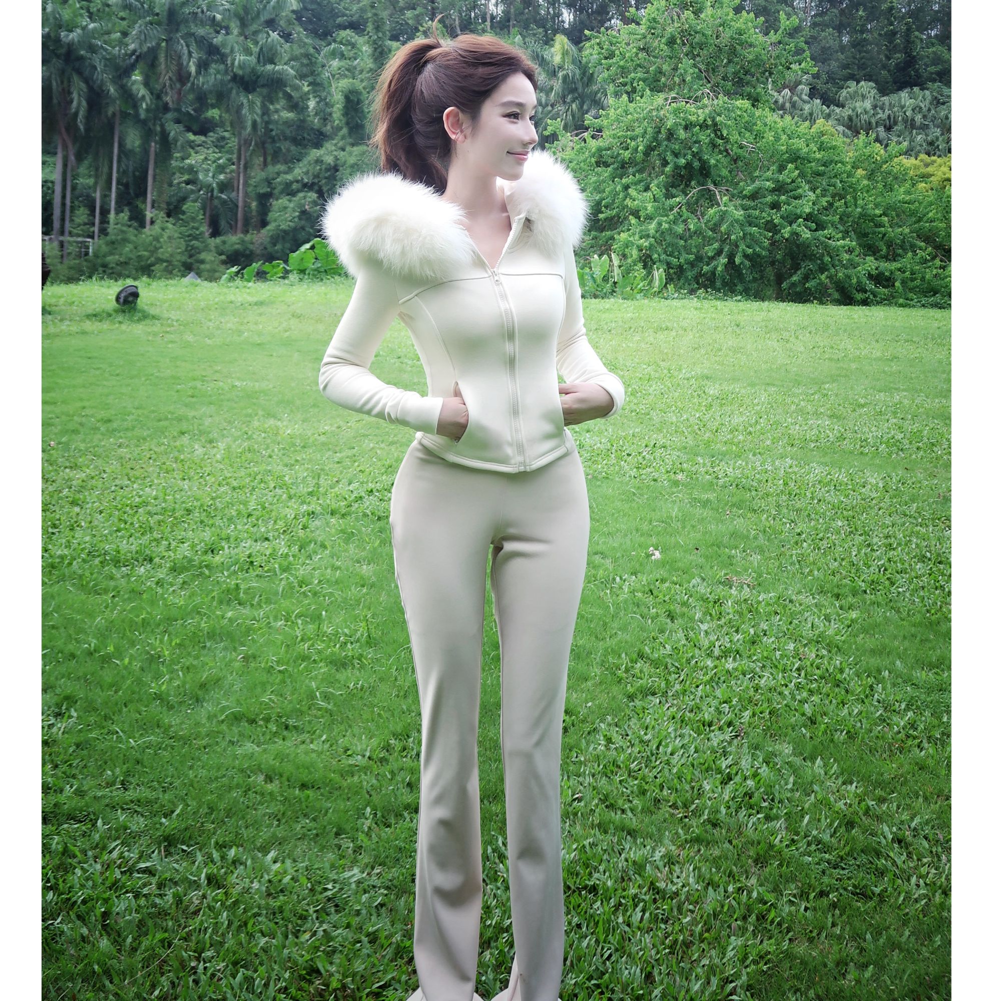 WW定制「超绝显瘦v腰裤」时尚女士夏季舒适小众设计感上衣裤子套装