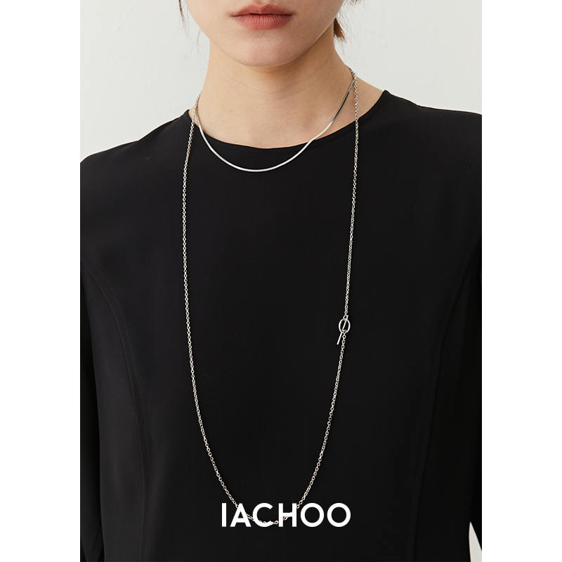 IACHOE 链子925银 长款纯银项链女冷淡风锁骨链3431551001轻奢