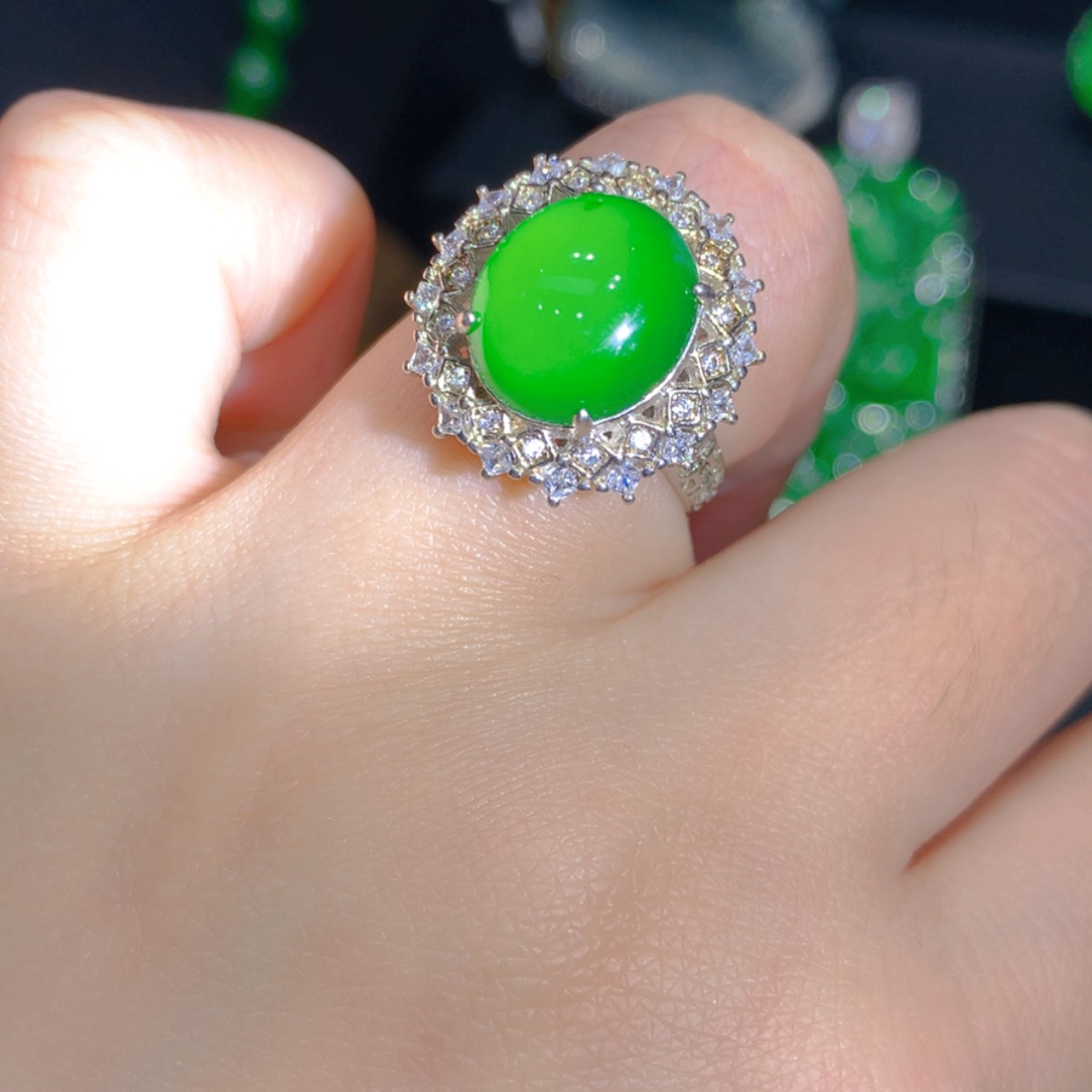 【闪购商品】翡翠戒指银S925镶嵌2246564655