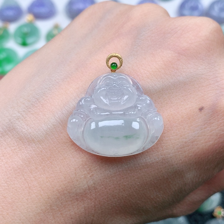 翡翠吊坠(不含链)18K金镶嵌