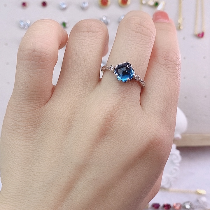 托帕石戒指银S925镶嵌