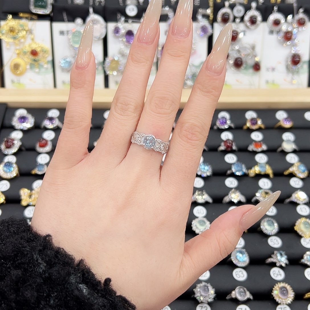 托帕石戒指银S925镶嵌戒指