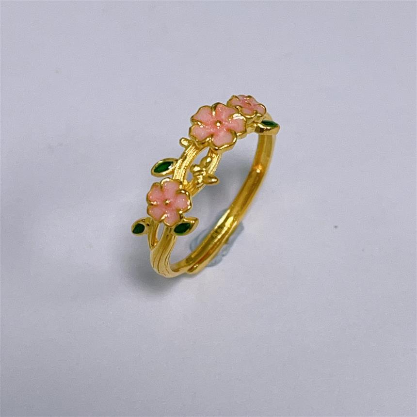 恒宝福【璐璐专享】足金999珐琅桃花戒指