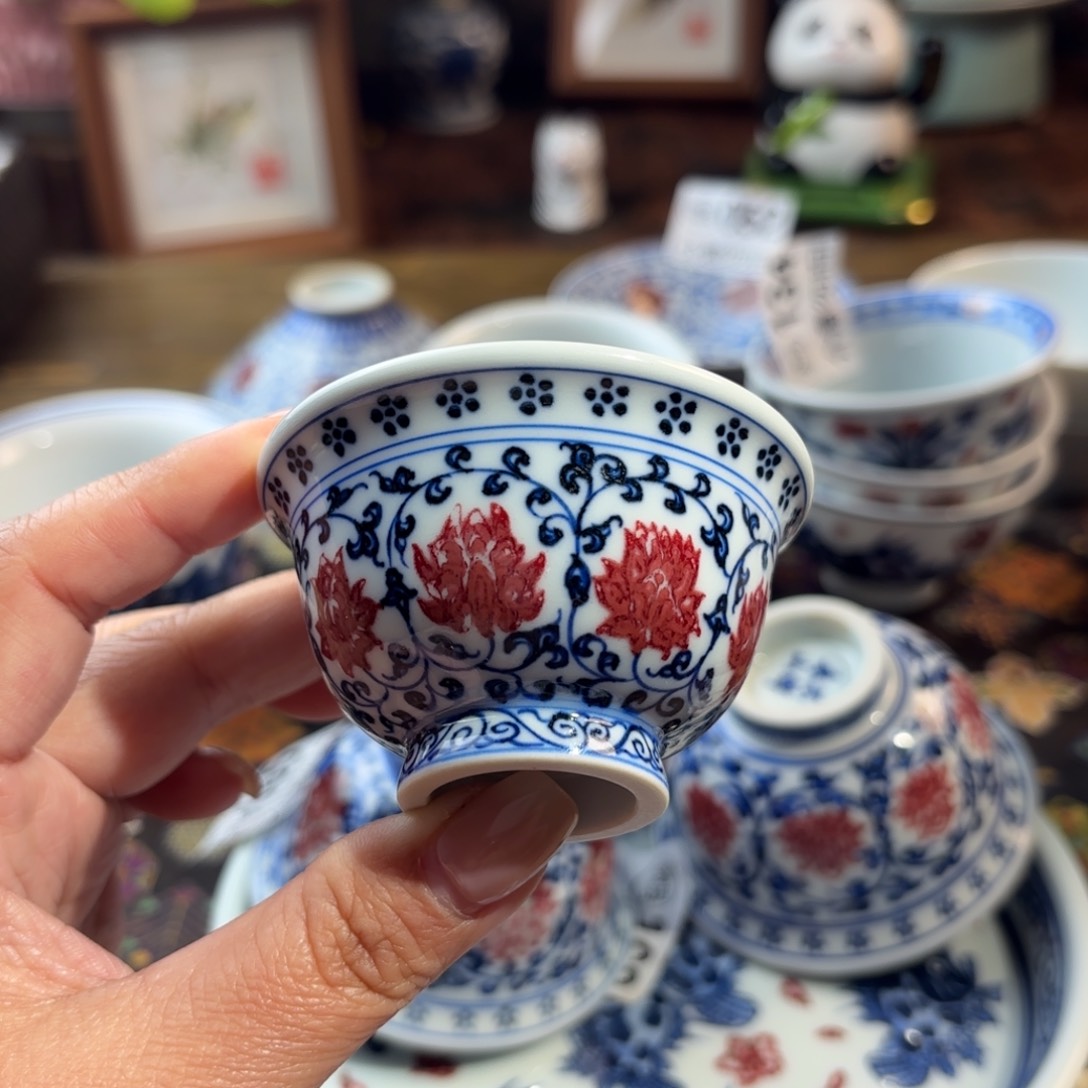 瓷@*孤品福利青花手绘杯杯小