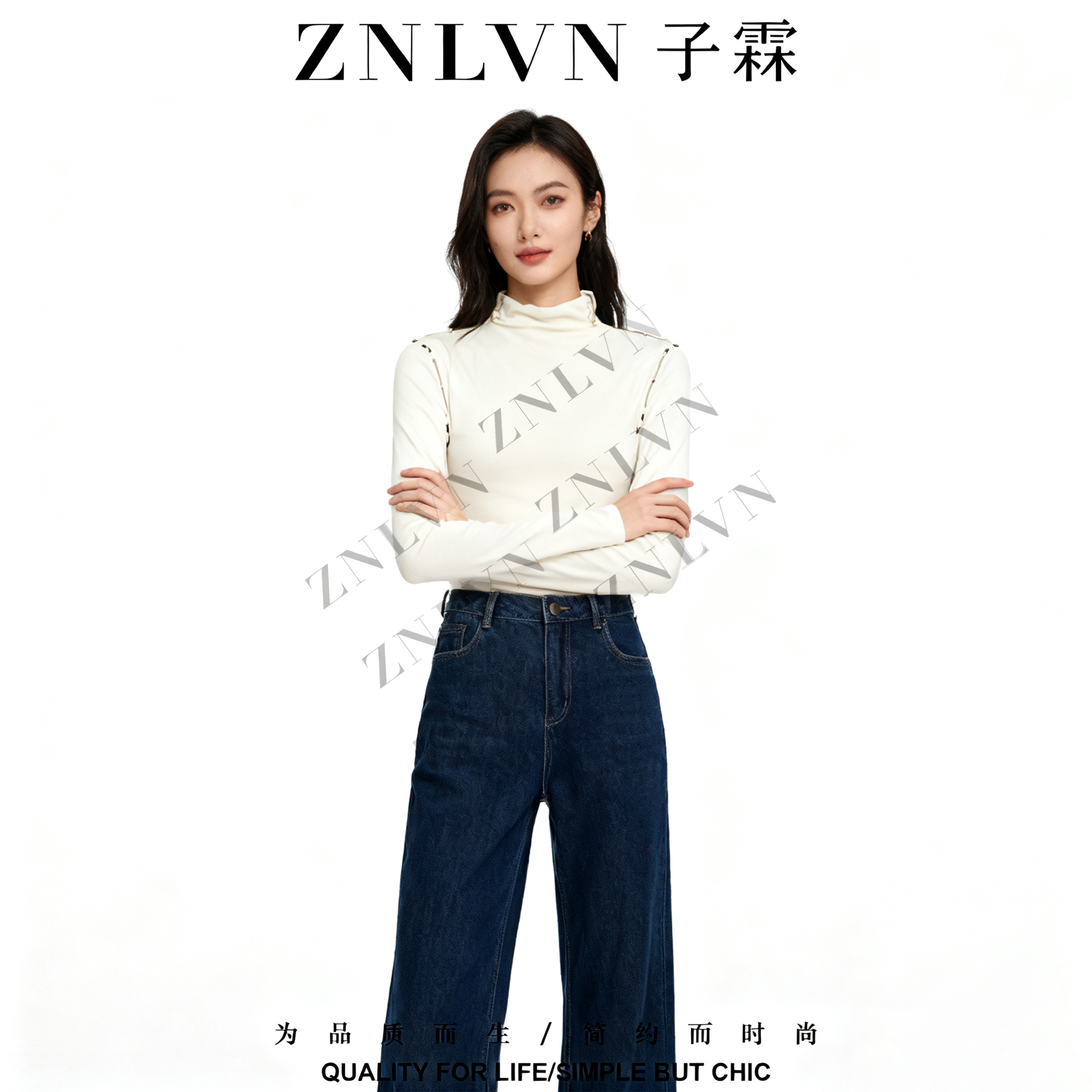 子霖【粉丝浮力】冬季轻奢百搭设计感高领大气针织衫P365