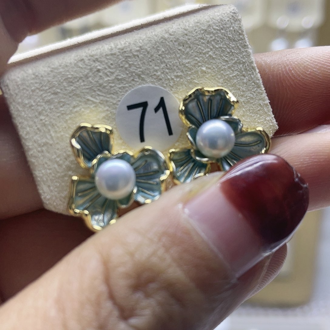 淡水珍珠耳饰银S925镶嵌