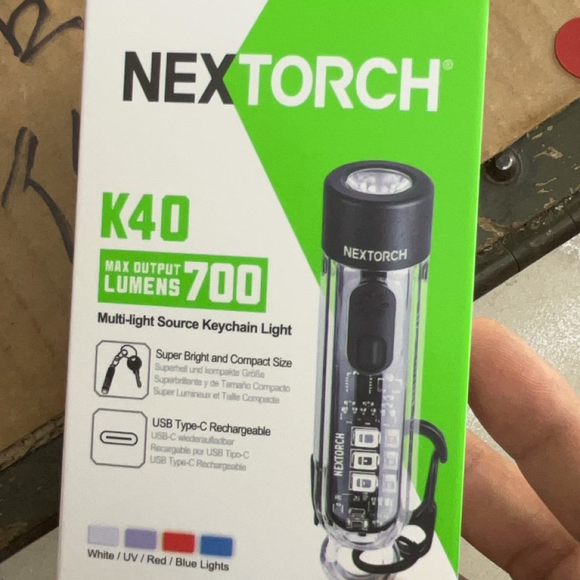 强光手电多功能钥匙灯四种光源带爆闪警示灯700流明户外野营骑行