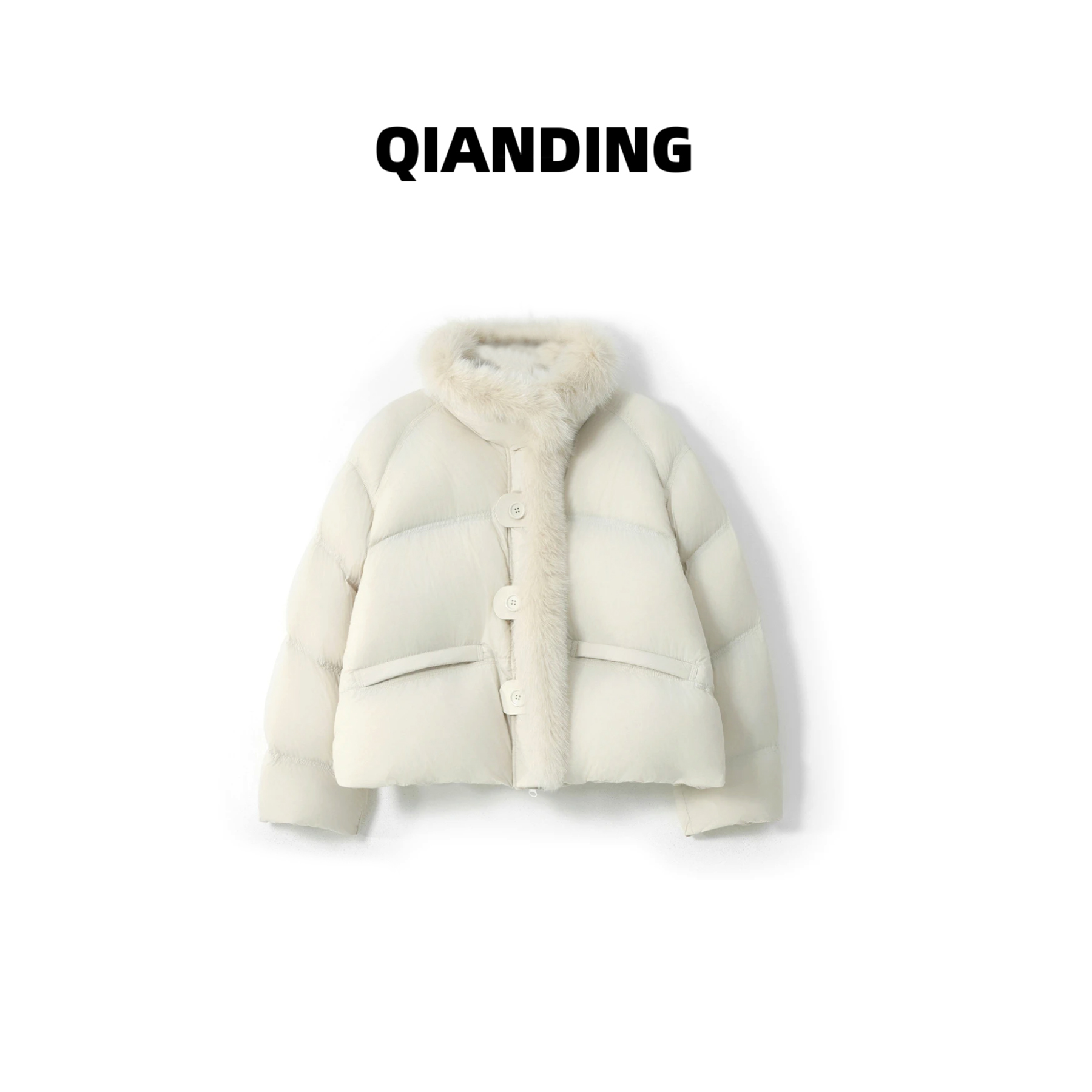 【QIANDING】【狐狸毛轻气球90羽绒服】毛领保暖时尚百搭羽绒服F337