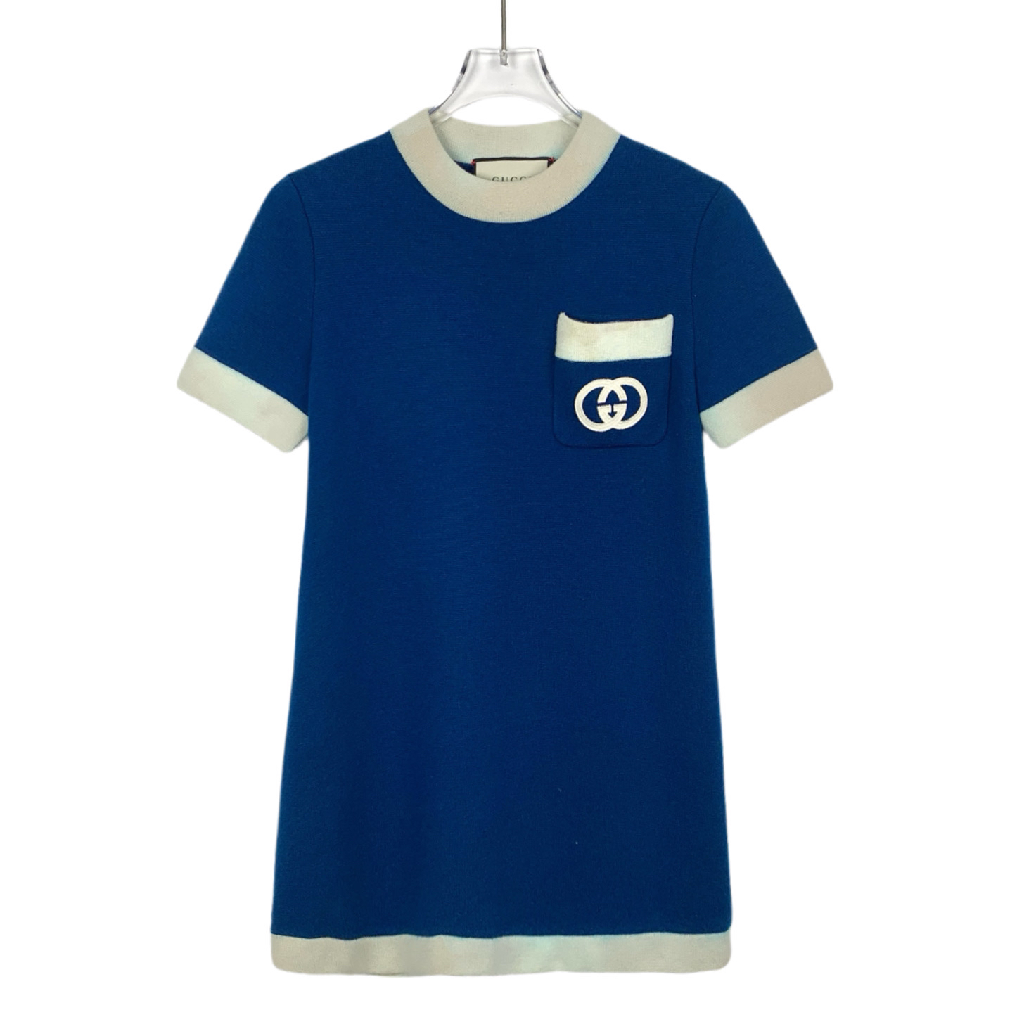 95新 GUCCI/古驰 016219 圆领羊毛针织连衣裙 XS码