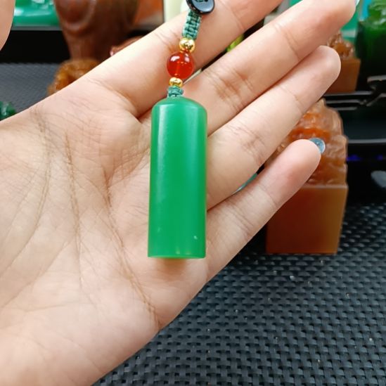 印石寿山石绿随形章