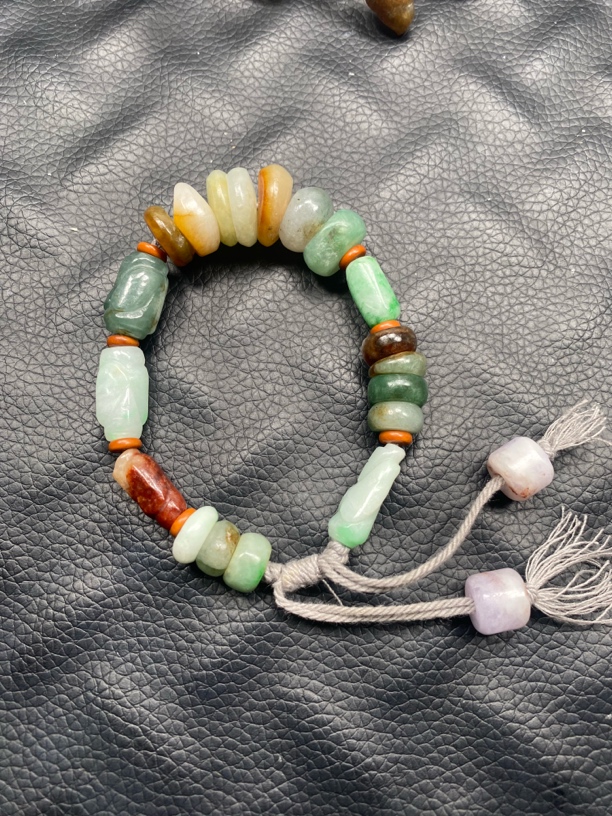 腾冲老料翡翠多宝特色手串 天然翡翠手串