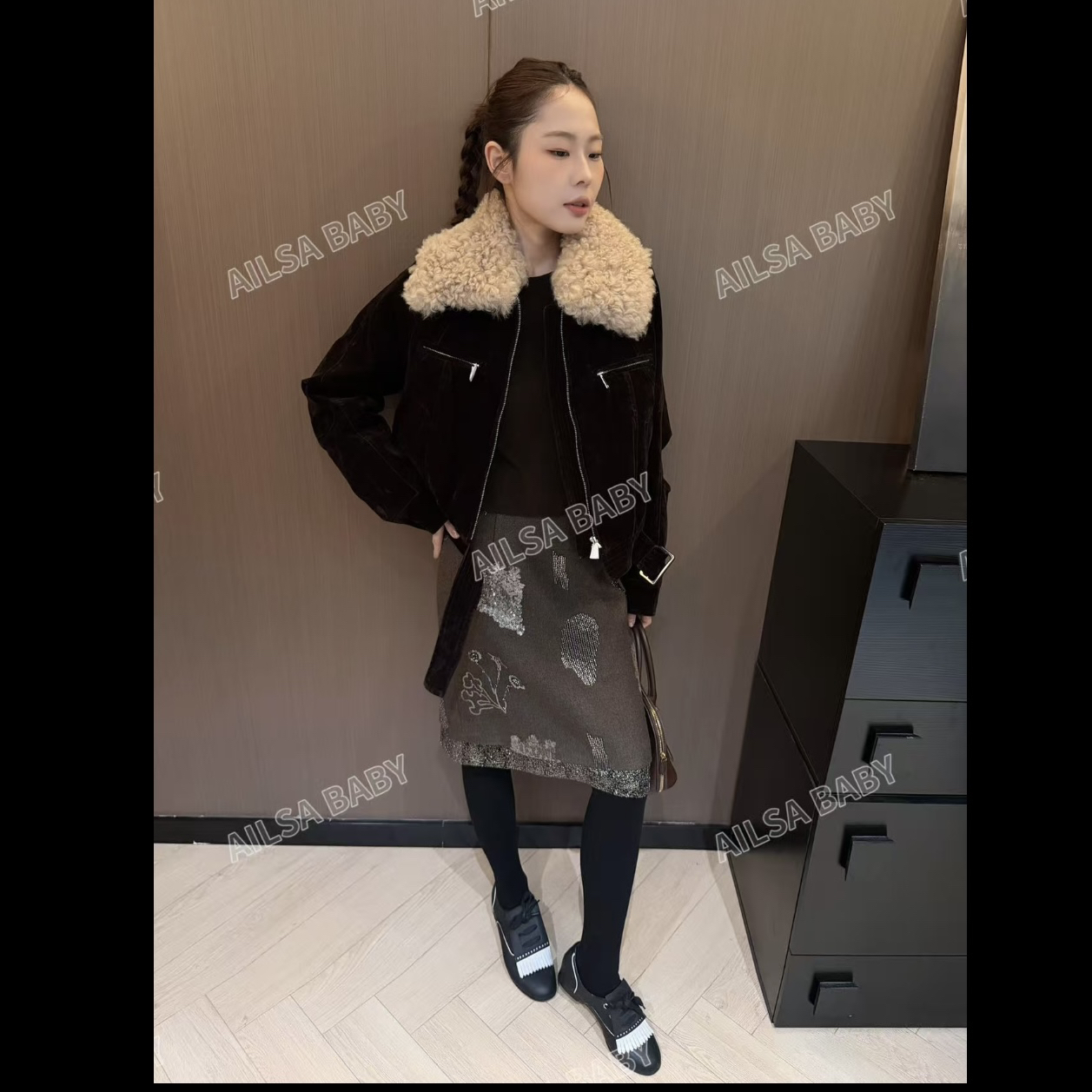 【AILSA BABY】（裙子）欧货手工串珠重工亮片拼接蕾丝裙/122051A