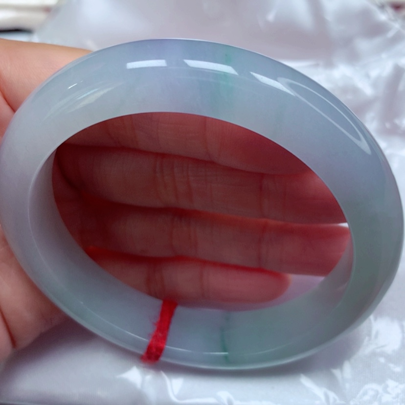 【闪购商品】翡翠手镯未镶嵌冰胶果冻春彩手镯5859圈19号