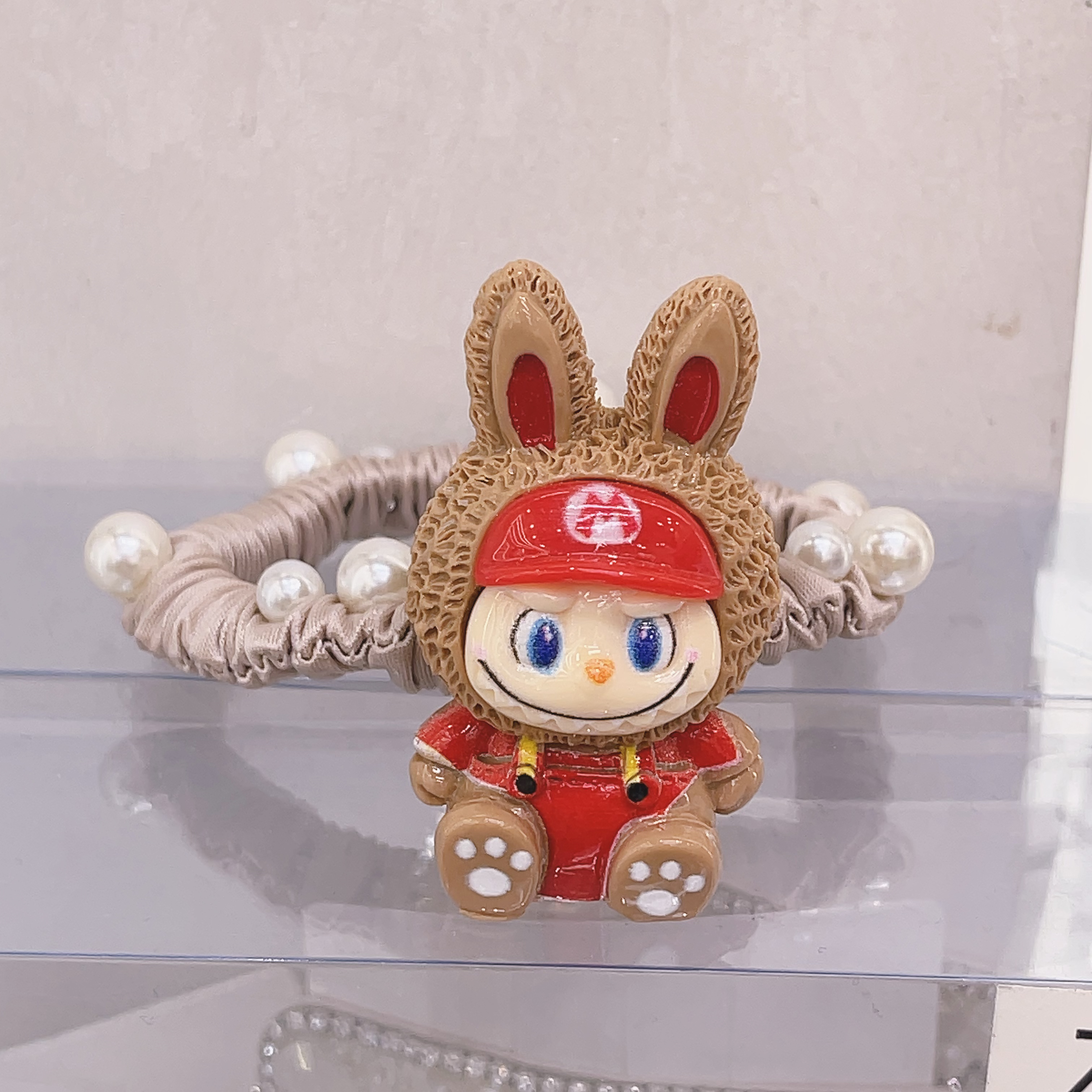 F732咖色小布布钉珠发绳