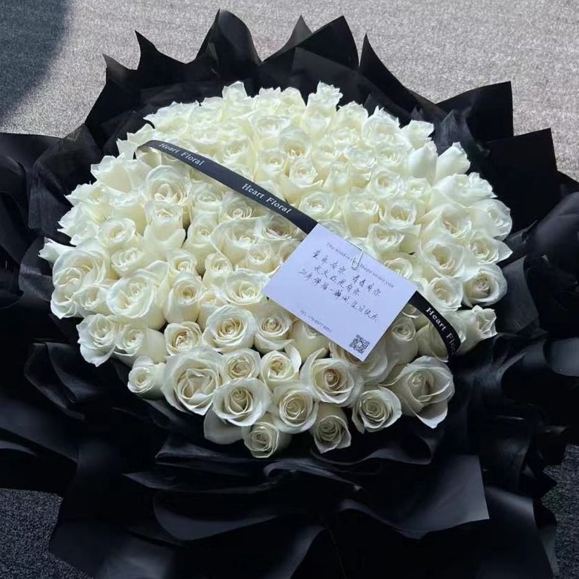 【纯真恋人】99朵白玫瑰花束生日礼物花店送花上门生日鲜花
