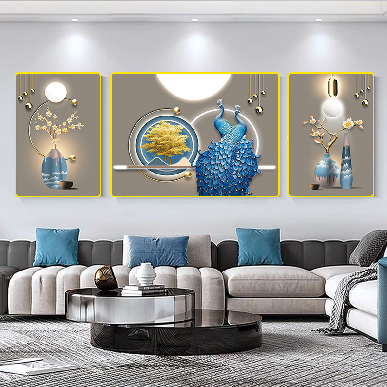 M002轻奢客厅装饰画沙发背景墙壁画现代简约大气餐厅挂画晶瓷画